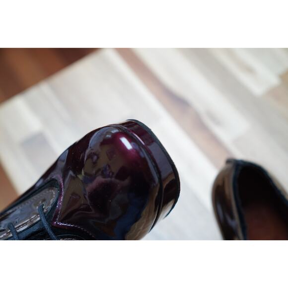 Lanvin Colorblock Patent Leather Lace Up Ankle Heel Boots Booties Size 37.5 - Picture 10 of 14